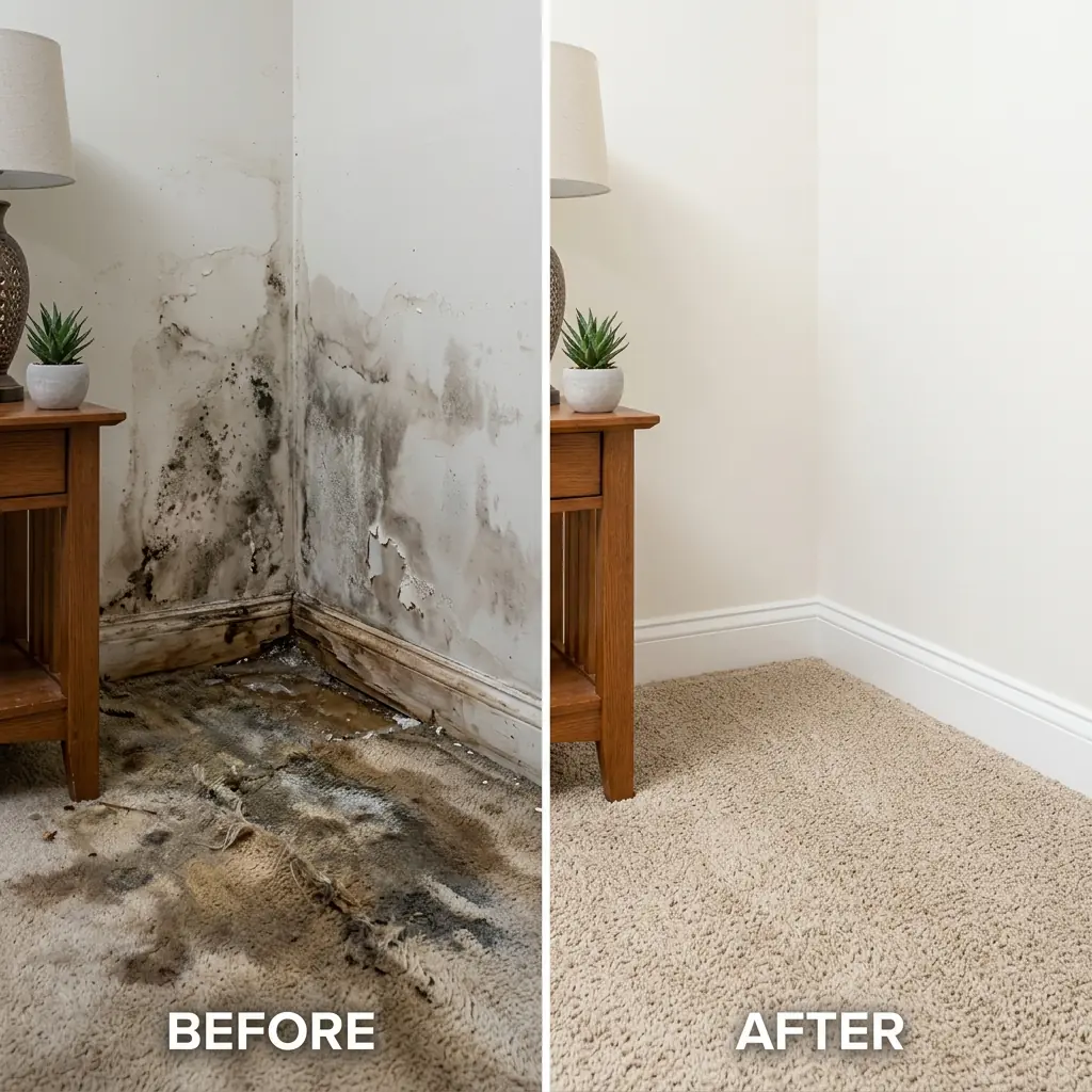 Before and after water damage restoration in Lancaster