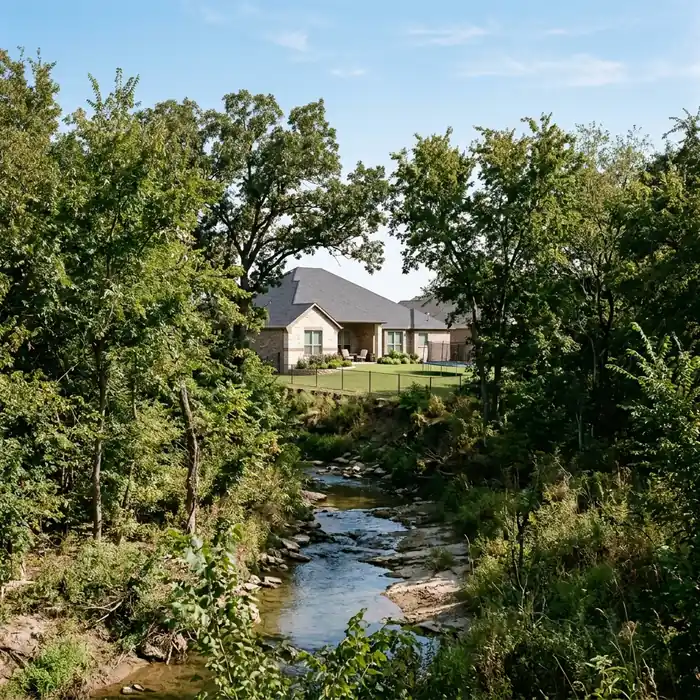 A home near Bear Creek Nature Park in Lancaster, illustrating creek-adjacent flood risk
