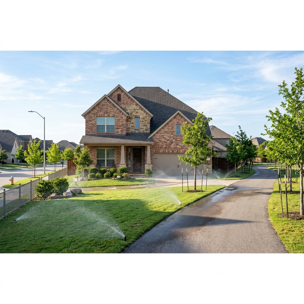 A home near a hike-and-bike trail corridor in Lancaster, the kind of property exposed to regional water damage risk